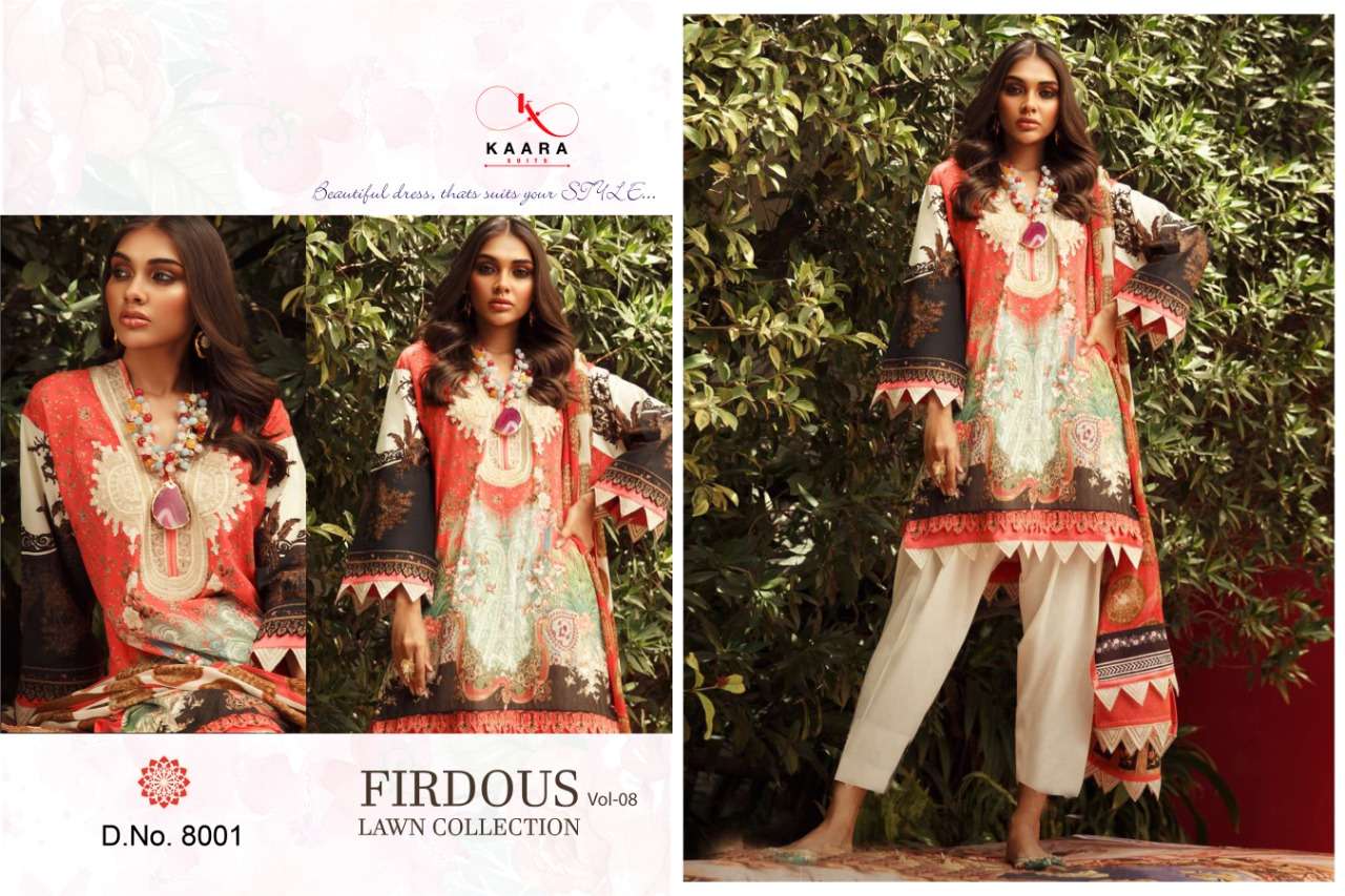 Buy Firdous Lawn Collection Vol-8 Kara Designer Cotton Salwar Suit