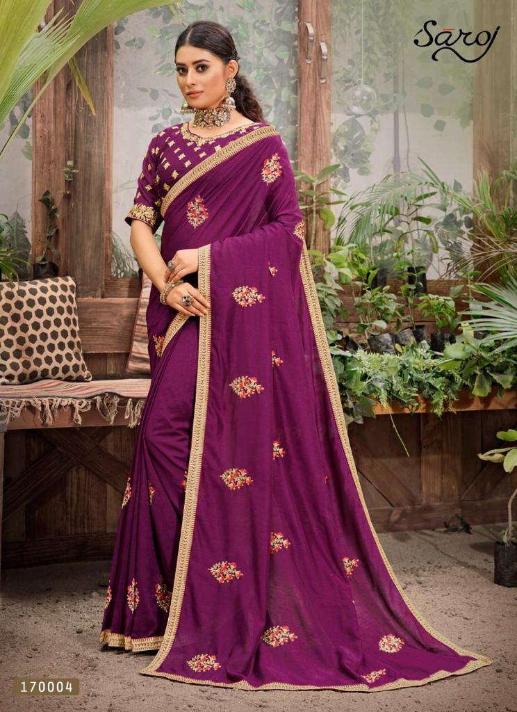 Buy Rose Marry Saroj Designer Vichitra Silk Saree