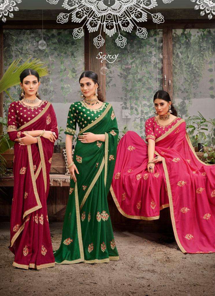 Buy Rose Marry Saroj Designer Vichitra Silk Saree