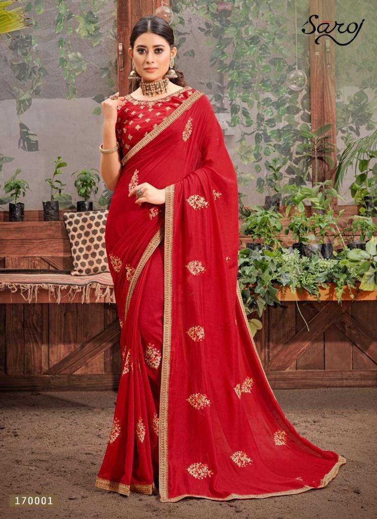 Buy Rose Marry Saroj Designer Vichitra Silk Saree