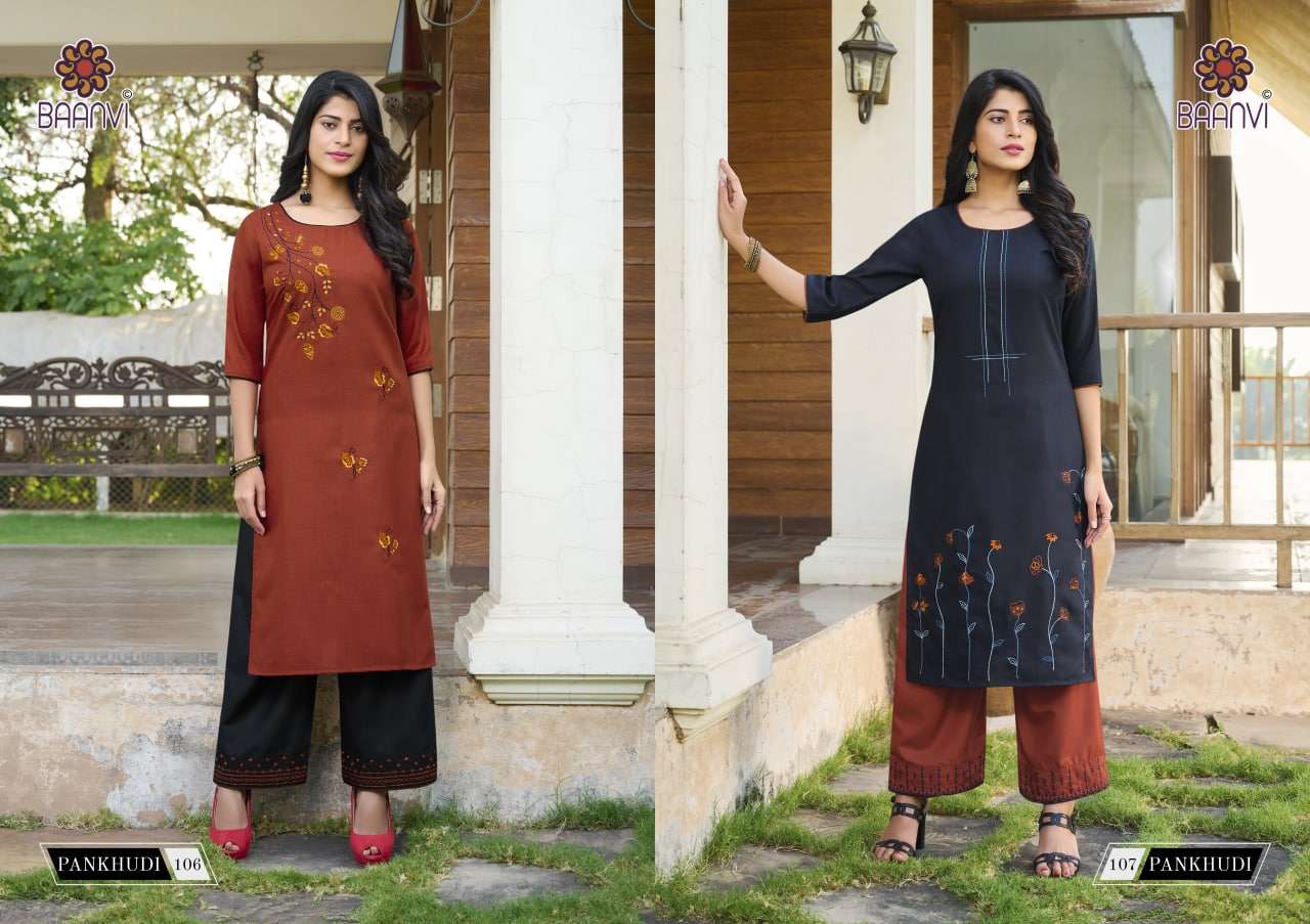 Pankhudi Vol 1 By Baanvi Wholesale Supplier Online Dealer Trader Kurtis Pant