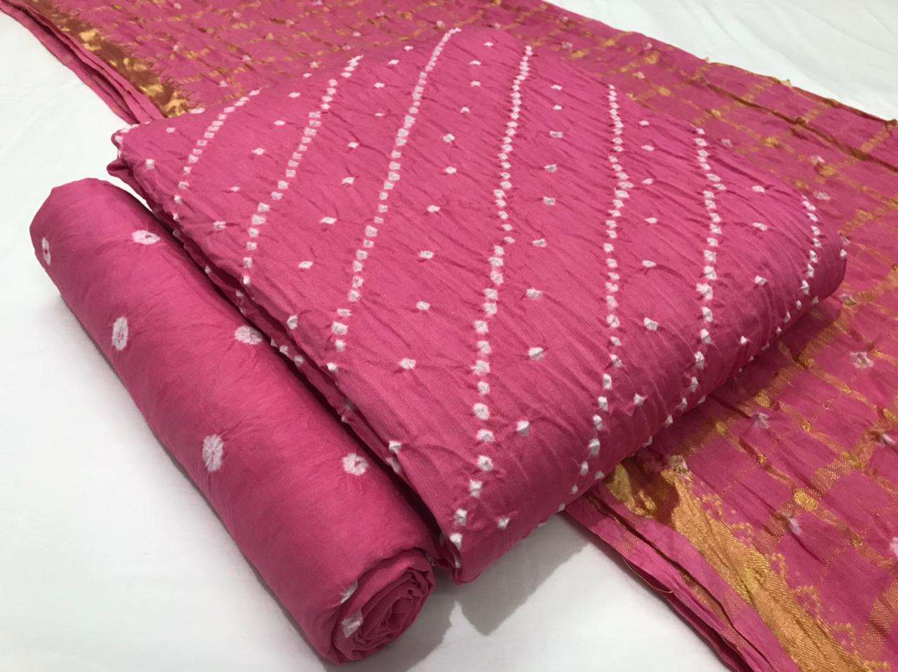 Premium Contrast Bandhej Cotton Satin Salwar Suit