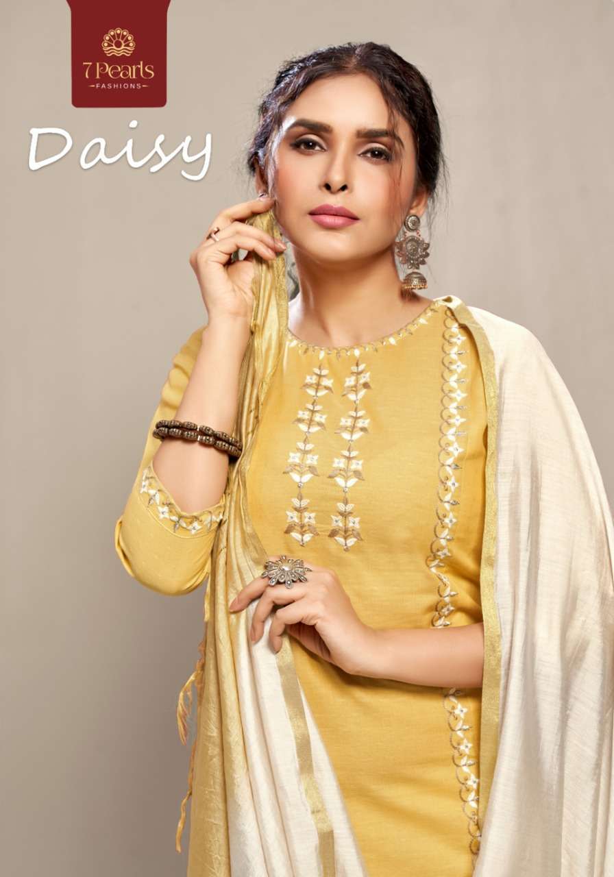 Daisy By 7 Pearle Wholesale Supplier Online Dealer Straight Cut Long Readymade Kurtis Pant Dupatta Catalog Set