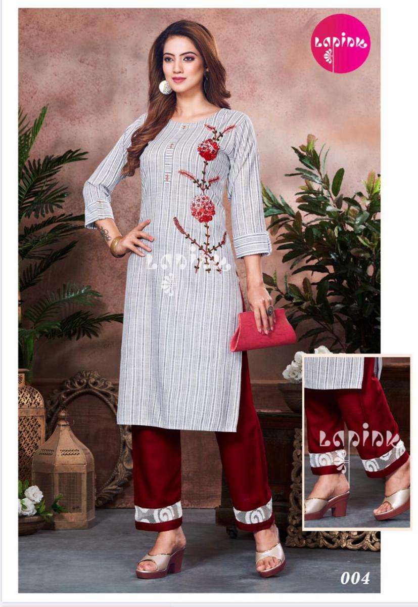 Zeel By La Pink Designer Party Wear Classy Wholesale Supplier Online Lowest Price Kurtis Pant Catalog Set