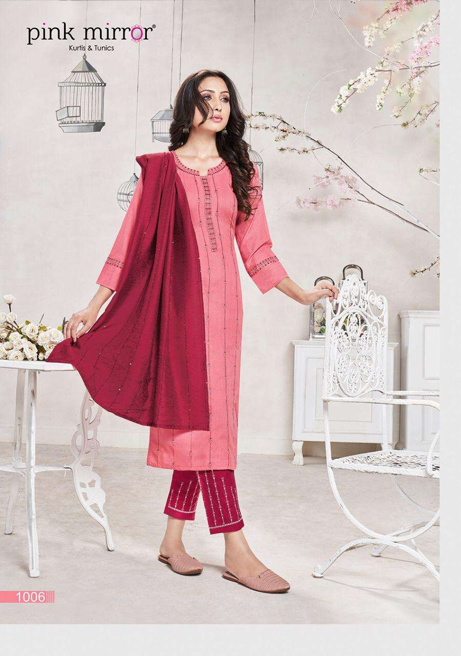 Couture By Pink Mirror Dealer Premium Designer Collection Viscose Wholesale Supplier Online Lowest Price Kurtis Pant Dupatta Catalog Set