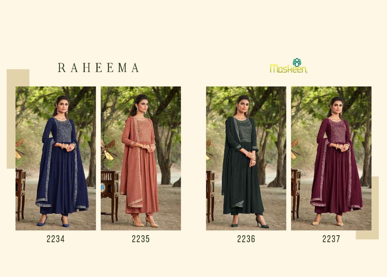 Raheema By Maskeen Ji Dealer Premium Designer Party Wear Lowest Price Cheapest Wholesale Supplier Online Kurtis With Pant Catalog Set
