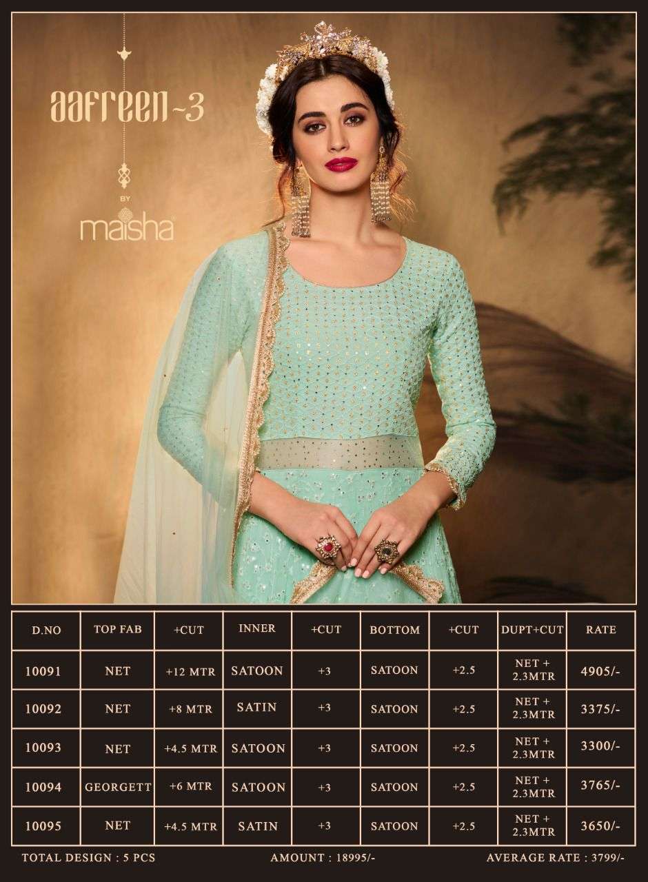 Aafreen Vol 3 By Maisha Dealer Premium Designer Party Wear Collection Wholesale Supplier Online Lowest Price Cheapest Salwar Suit Catalog