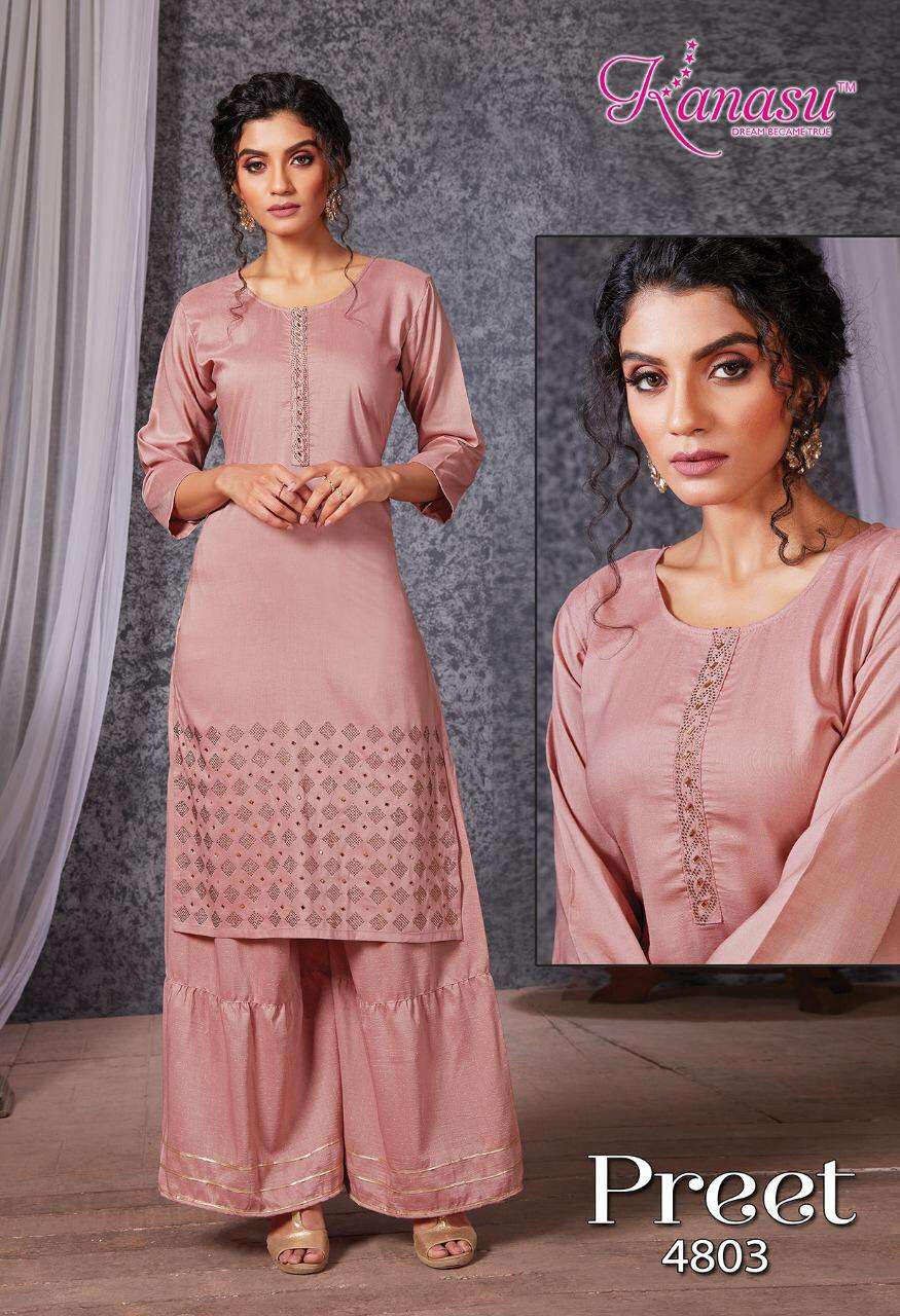 Preet By Kanasu Dealer Premium Silk Party Wear Wholesale Supplier Online Lowest Price Cheapest Kurtis Sharara Catalog Set