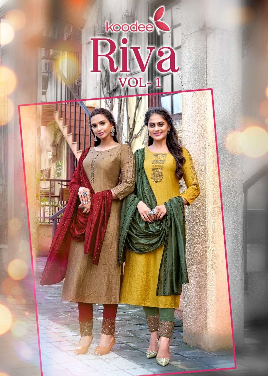 Riva Vol 1 By Koodee Fashion Party Wear Collection Wholesale Supplier Online Lowest Price Cheapest Kurtis Pant With Dupatta Catalog