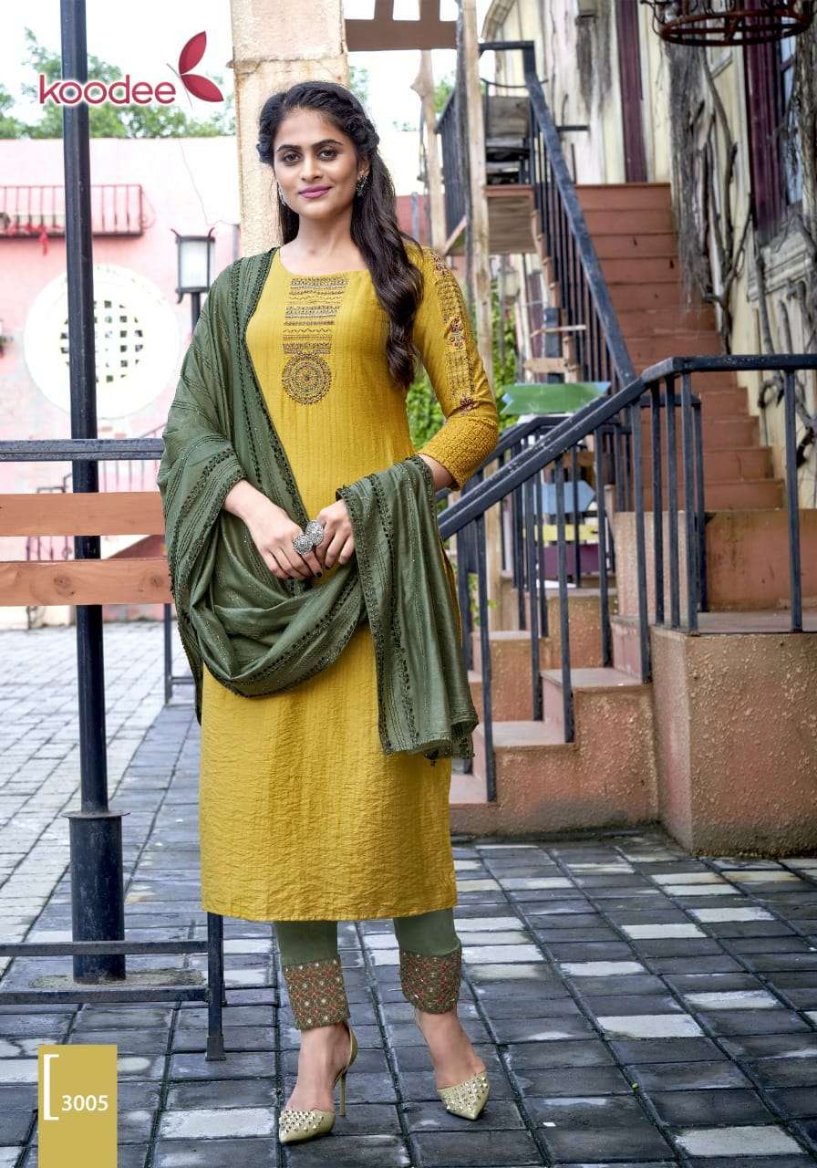 Riva Vol 1 By Koodee Fashion Party Wear Collection Wholesale Supplier Online Lowest Price Cheapest Kurtis Pant With Dupatta Catalog
