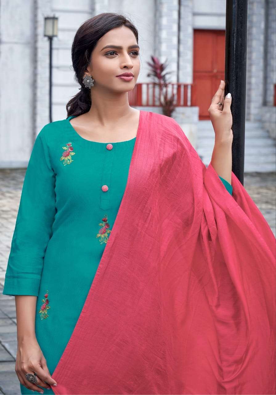 Treasures By Pink Mirror Premium Designer Party Wear Collection Fancy Wholesale Online Supplier Lowest Price Cheapest Kurtis Pant With Dupatta Catalog