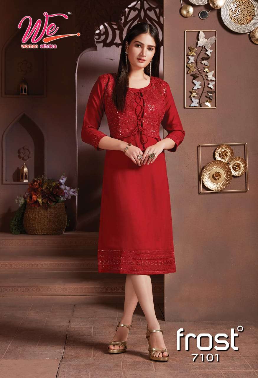 We Women Frost Rayon Designer Latest Collection Wholesale Supplier online Lowest Price Cheapest Kurtis Catalog