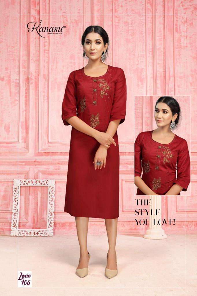 Love By Kanasu Kurtis Latest Designer Jam Cotton Straight Cut Designer Kurtis Wholesale Supplier Online Catalog