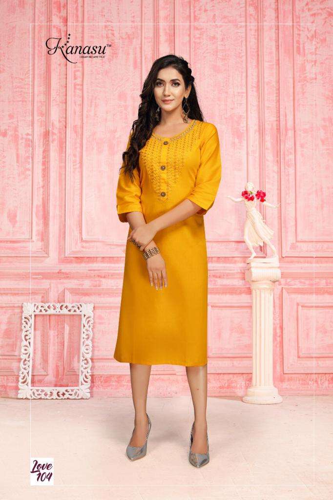 Love By Kanasu Kurtis Latest Designer Jam Cotton Straight Cut Designer Kurtis Wholesale Supplier Online Catalog