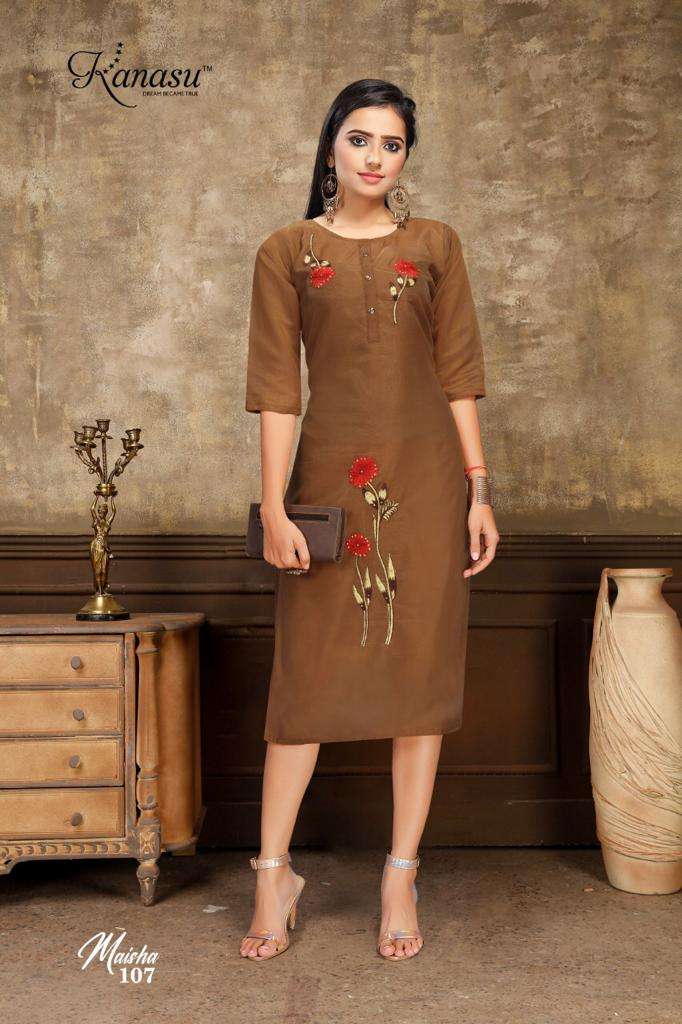 Maisha By Kanasu Premium Designer Straight Cut Chanderi Silk Wholesale Supplier Online Kurtis Catalog