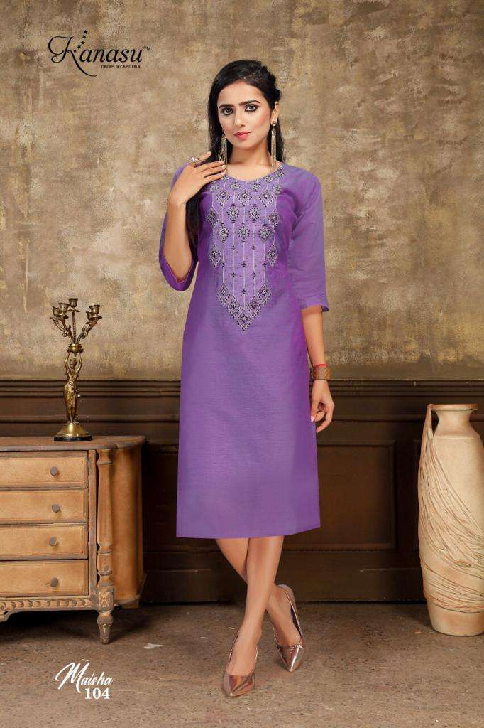 Maisha By Kanasu Premium Designer Straight Cut Chanderi Silk Wholesale Supplier Online Kurtis Catalog