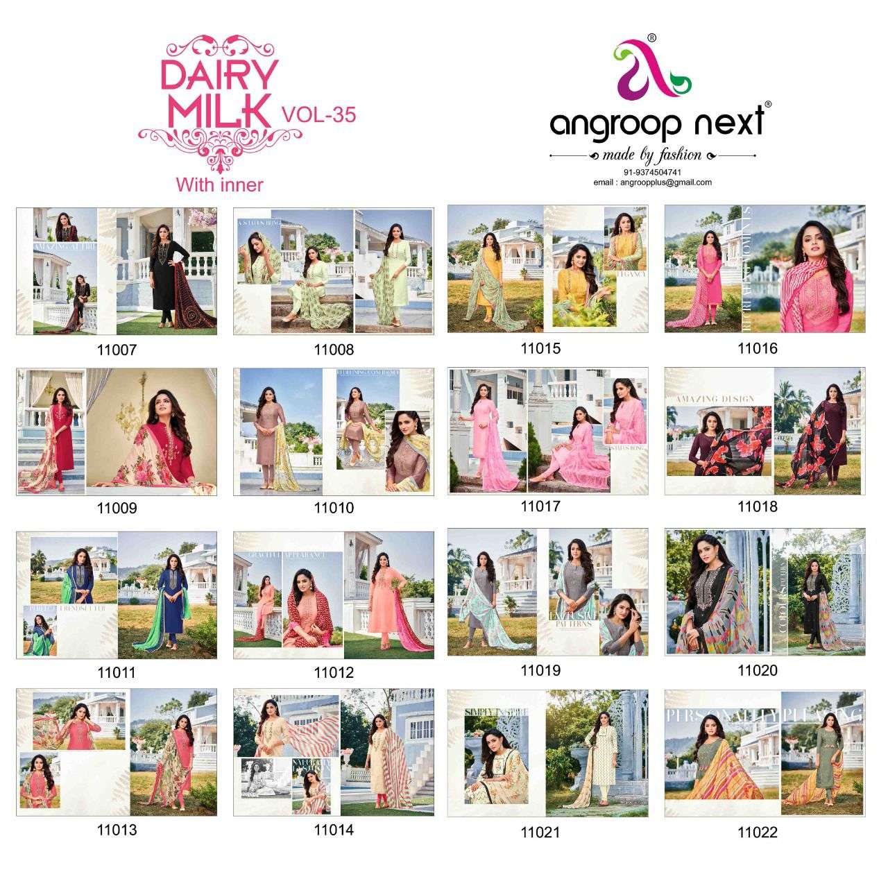 Dairy Milk Vol 35 By Angroop Premium Designer Cotton Inner Collection Salwar Suit Catalog Wholesale Price