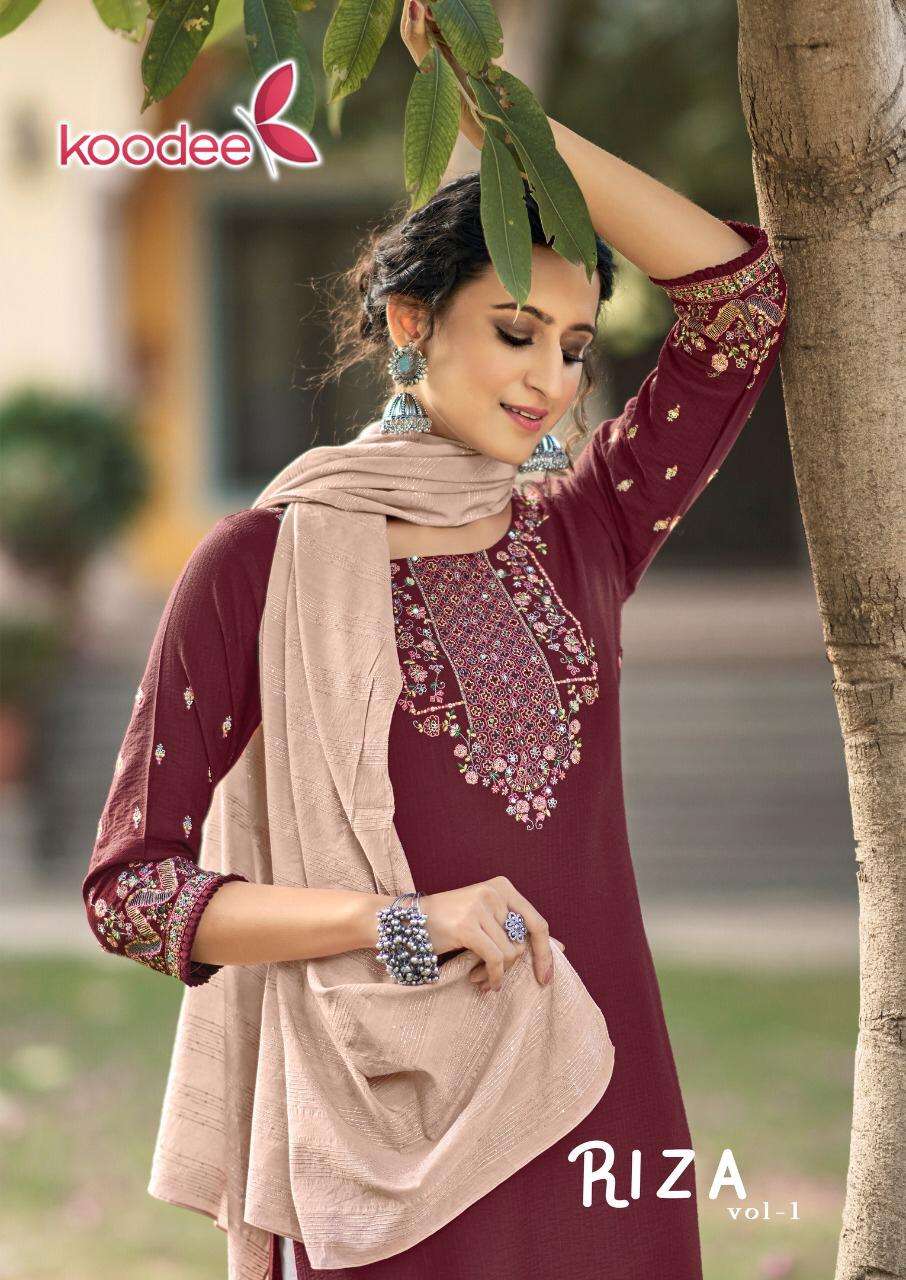 Riza Vol 1 Koodee Fashion Premium Viscose Dobby Latest Collection Wholesale Price Kurtis Set