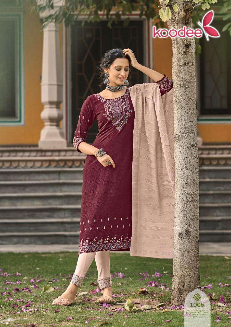 Riza Vol 1 Koodee Fashion Premium Viscose Dobby Latest Collection Wholesale Price Kurtis Set