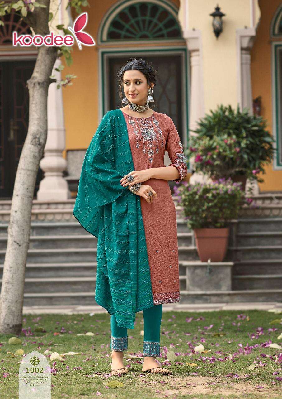 Riza Vol 1 Koodee Fashion Premium Viscose Dobby Latest Collection Wholesale Price Kurtis Set