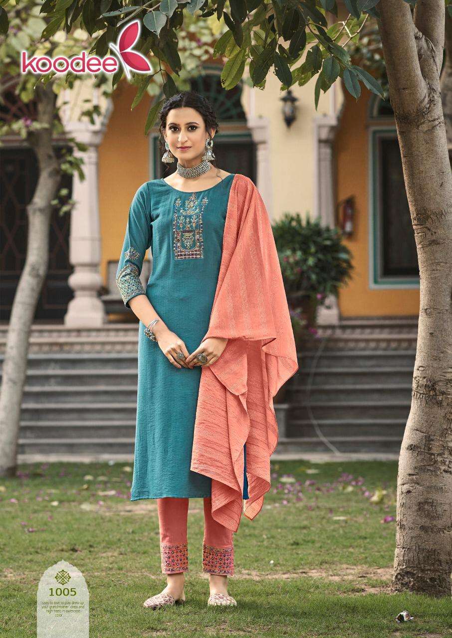 Riza Vol 1 Koodee Fashion Premium Viscose Dobby Latest Collection Wholesale Price Kurtis Set