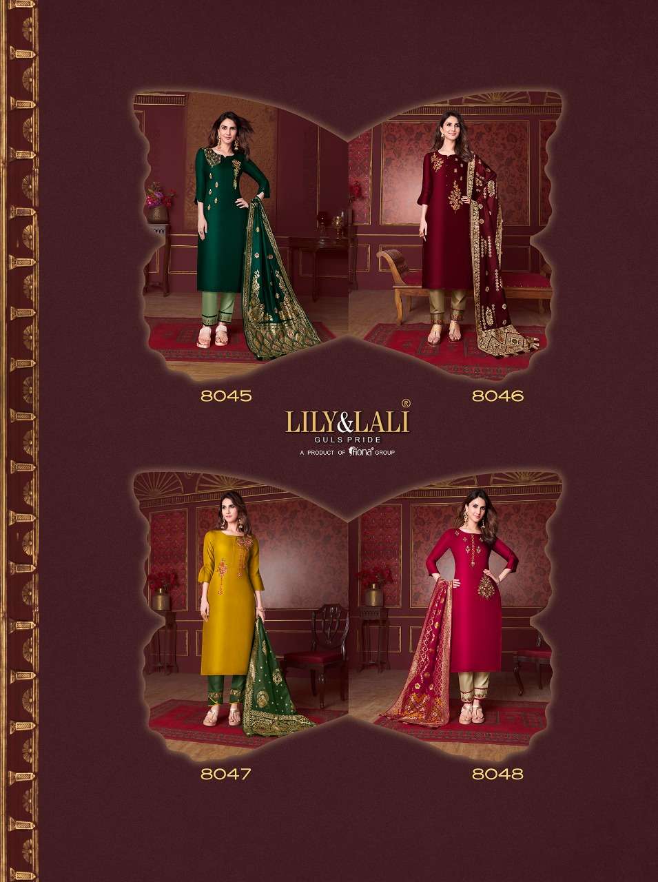 Model Silk By Lily Lali Wholesale Online Viscose Silk Embroidery Hand Work Kurtis Pant Dupatta Set