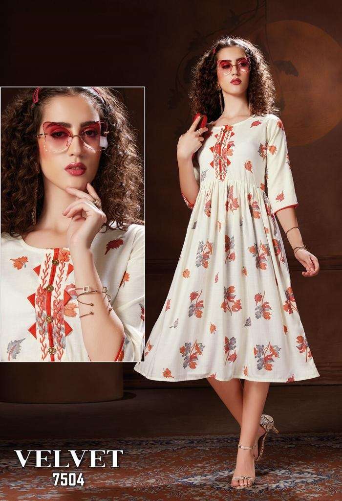 Velvet Kanasu Premium Gown Flair Rayon Wholesale Price Lowest Online Kurtis Set