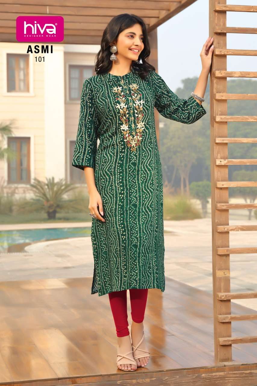 Asmi By Hiva Wholesale Online Lowest Price Rayon Kurtis Set