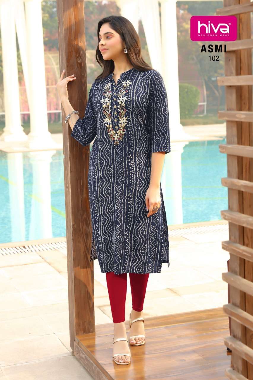 Asmi By Hiva Wholesale Online Lowest Price Rayon Kurtis Set