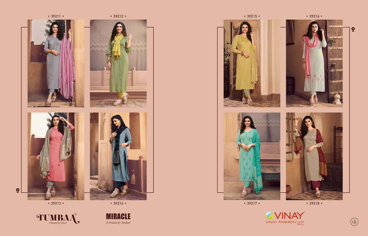 Miracle By Vinay Fashion Tumbaa Wholesale Online Viscose Kurtis Pant Dupatta Set