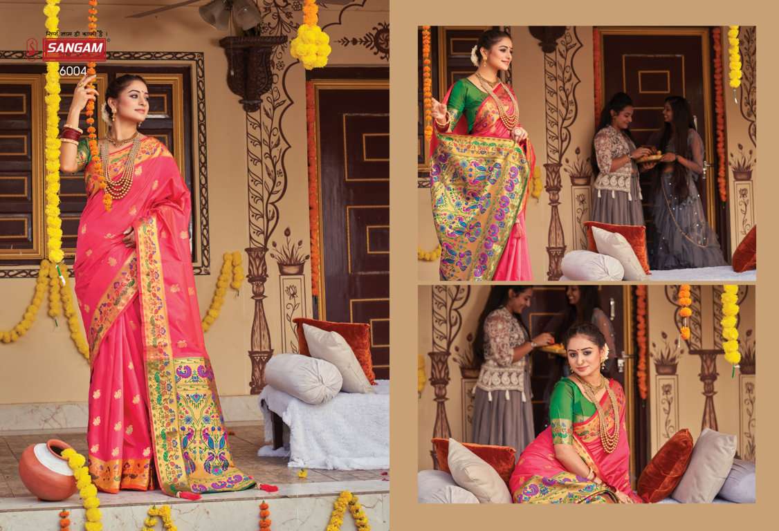 Paithani Pttu Silk By Sangam Designer Wholesale Online Sarees Set