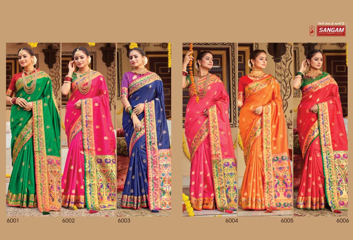 Paithani Pttu Silk By Sangam Designer Wholesale Online Sarees Set