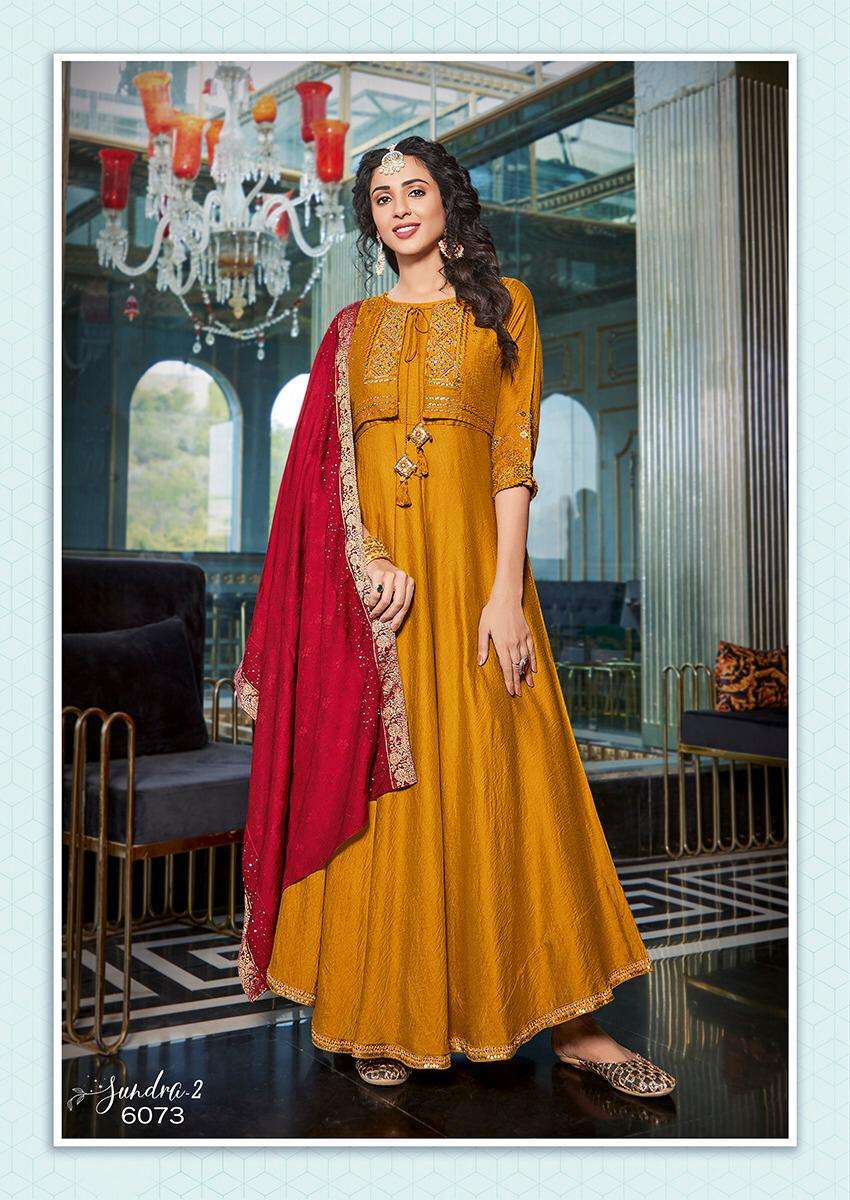 Sundra Vol 2 By Koodee Latest Viscose Designer Wholesalers Online Lowest Price Fancy Gown Kurtis With Dupatta Set