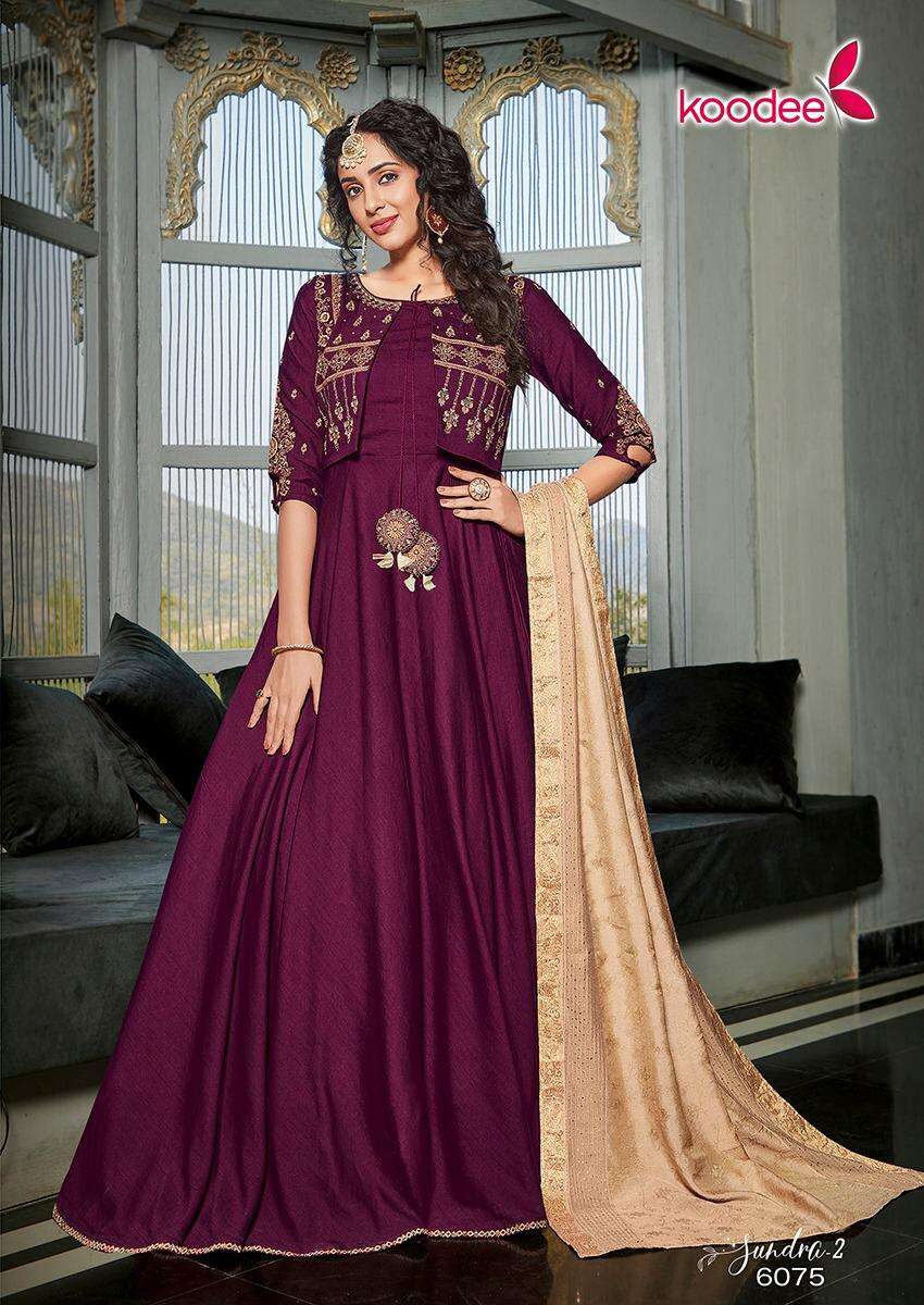 Sundra Vol 2 By Koodee Latest Viscose Designer Wholesalers Online Lowest Price Fancy Gown Kurtis With Dupatta Set