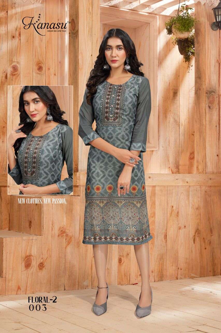 Floral Vol 2 By Kanasu Kurtis Designer Wholesale Online Kuratis Set