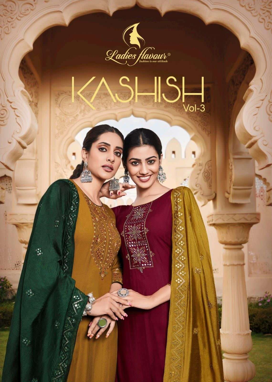 Kashish Vol 3 By Ladies Flavour Designer Wholesale Online Kurtis Pant Dupatta Set
