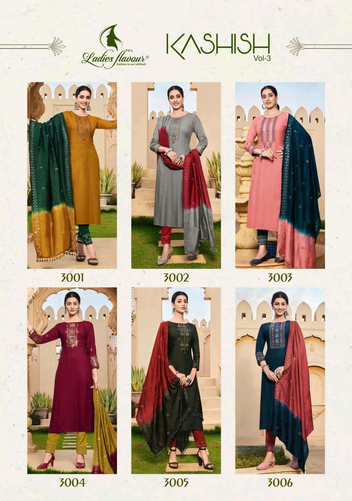 Kashish Vol 3 By Ladies Flavour Designer Wholesale Online Kurtis Pant Dupatta Set