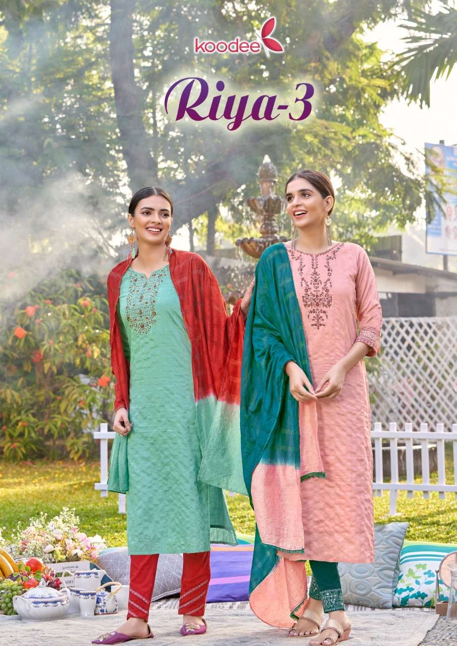 Riya - 3 By Koodee Designer Wholesale Online Kurti Pant With Dupatta Set