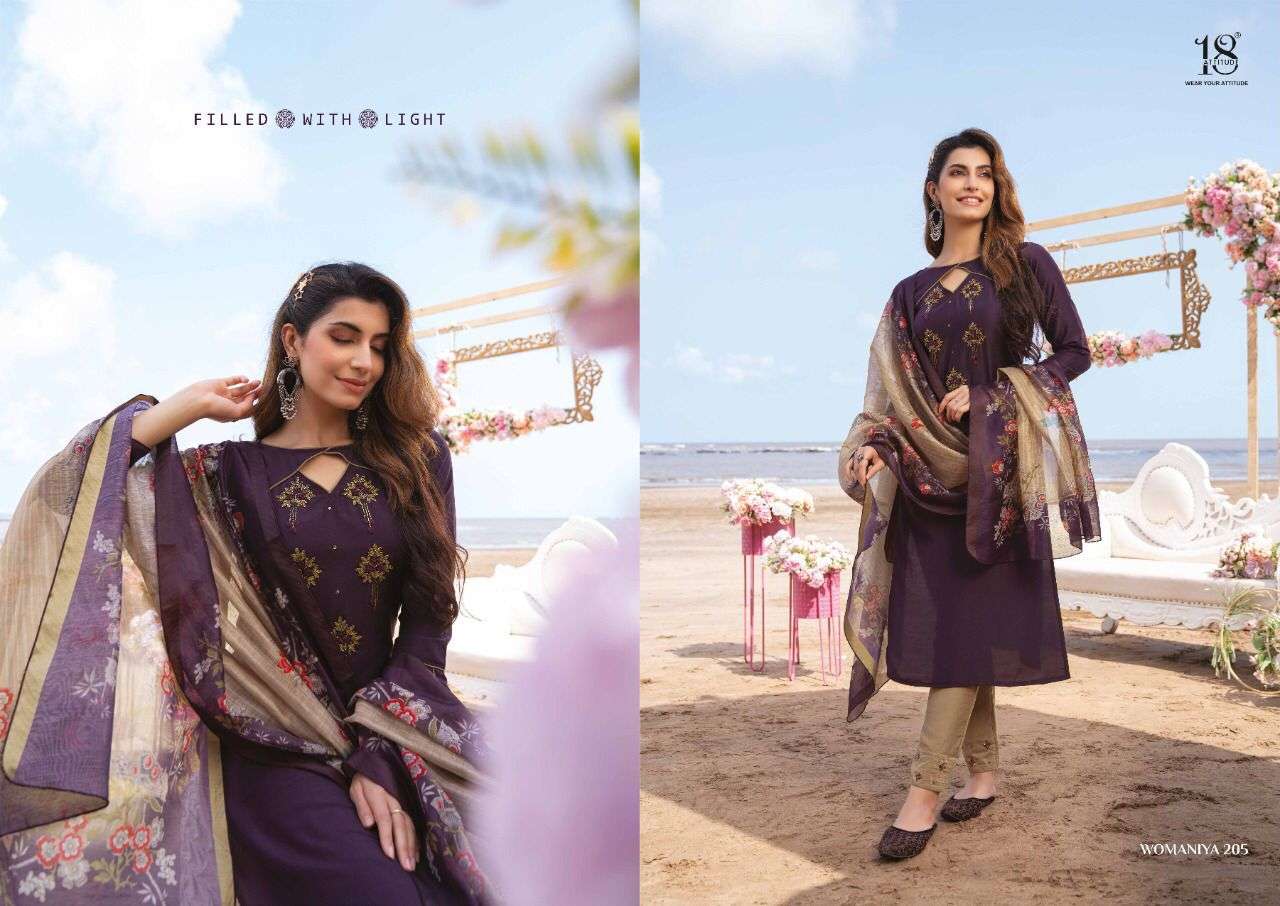 Womaniya Vol 2 By 18 Attitude Designer Wholesale Online Kurtis Pant Dupatta Set