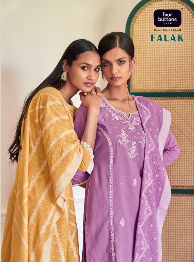 Falak By Four Buttons Designer Wholesale Online Kurtis Pant Dupatta Set