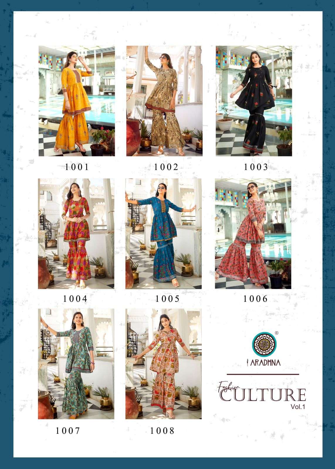 Fashion Culture Vol 1 By Aradhna Designer Wholesale Online Kurtis With Sharara Set