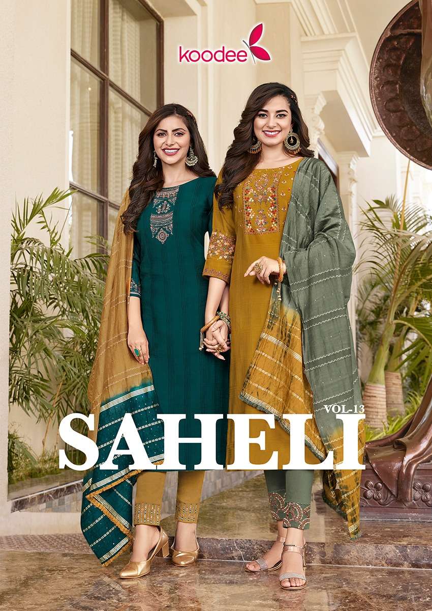 Saheli 13 By Koodee Snapstyle Designer Wholesale Online Kurtis Pant Dupatta Set