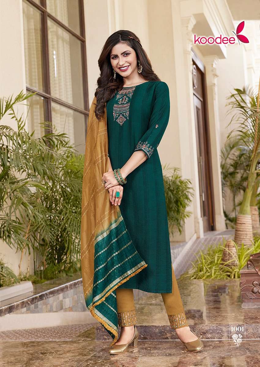 Saheli 13 By Koodee Snapstyle Designer Wholesale Online Kurtis Pant Dupatta Set