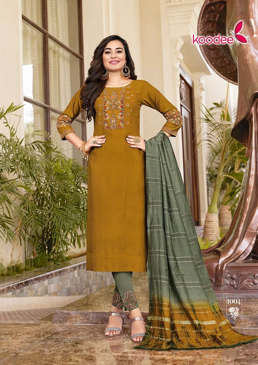 Saheli 13 By Koodee Snapstyle Designer Wholesale Online Kurtis Pant Dupatta Set