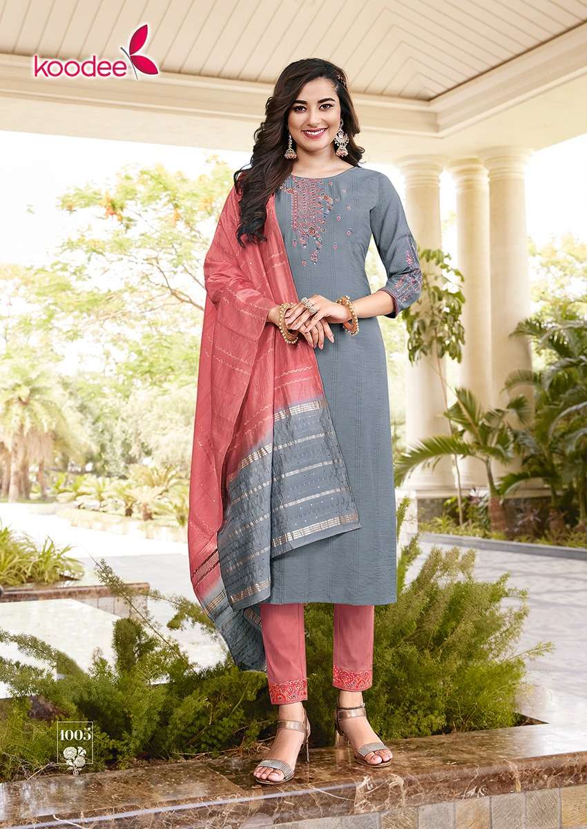 Saheli 13 By Koodee Snapstyle Designer Wholesale Online Kurtis Pant Dupatta Set