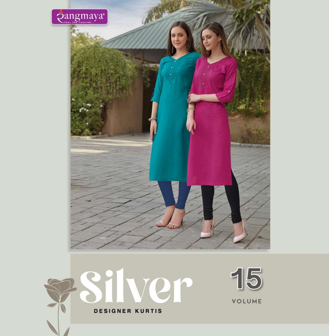 Silver Vol 15 By Rangmaya Rayon Lowest Price wholesalers Online Straight Cut Kurtis Set