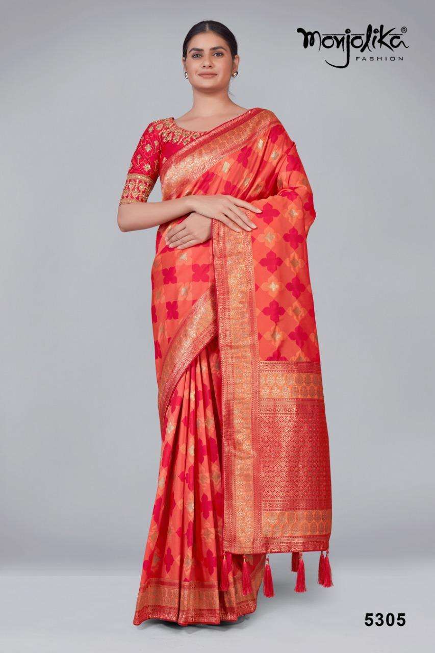 Maheen Silk By Monjolika Fashion Designer Wholesale Online Sarees Set
