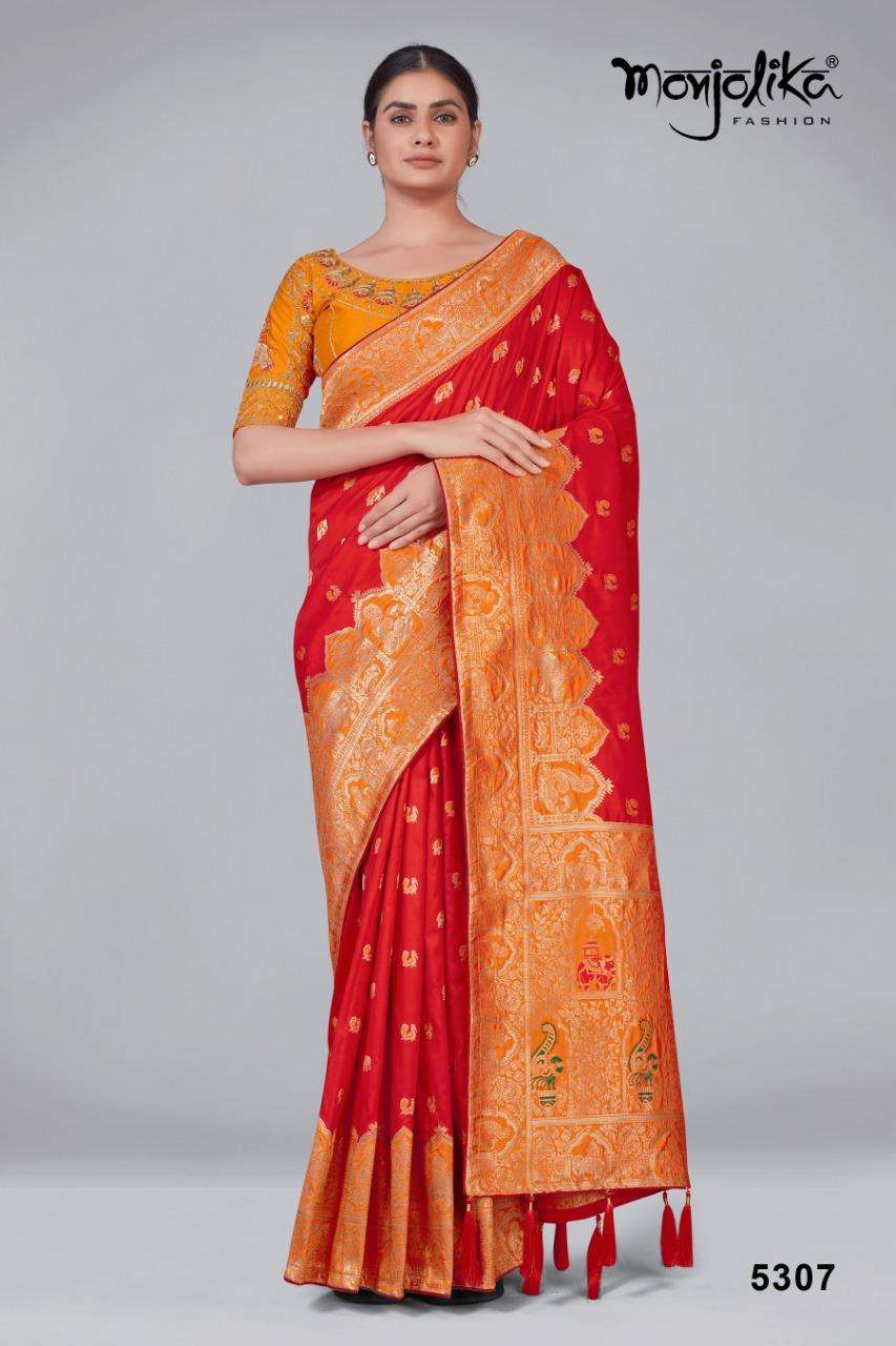 Maheen Silk By Monjolika Fashion Designer Wholesale Online Sarees Set