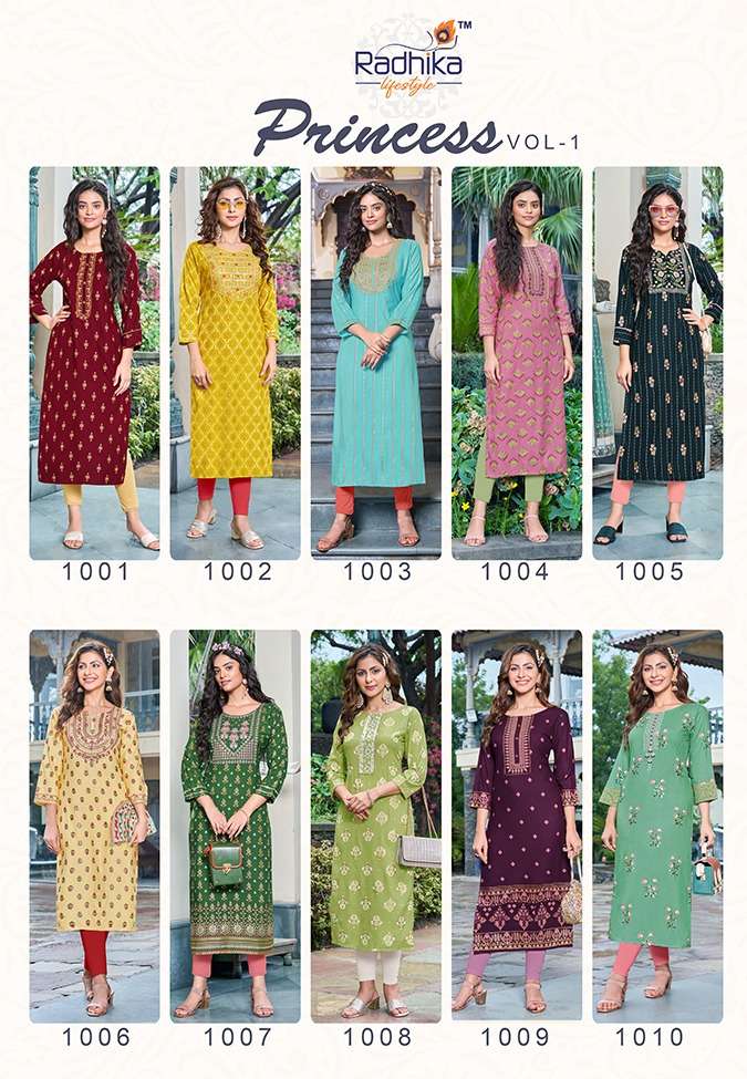 Princess Vol 1 By Radhika lifestyle Designer Wholesale Online Kurtis Set