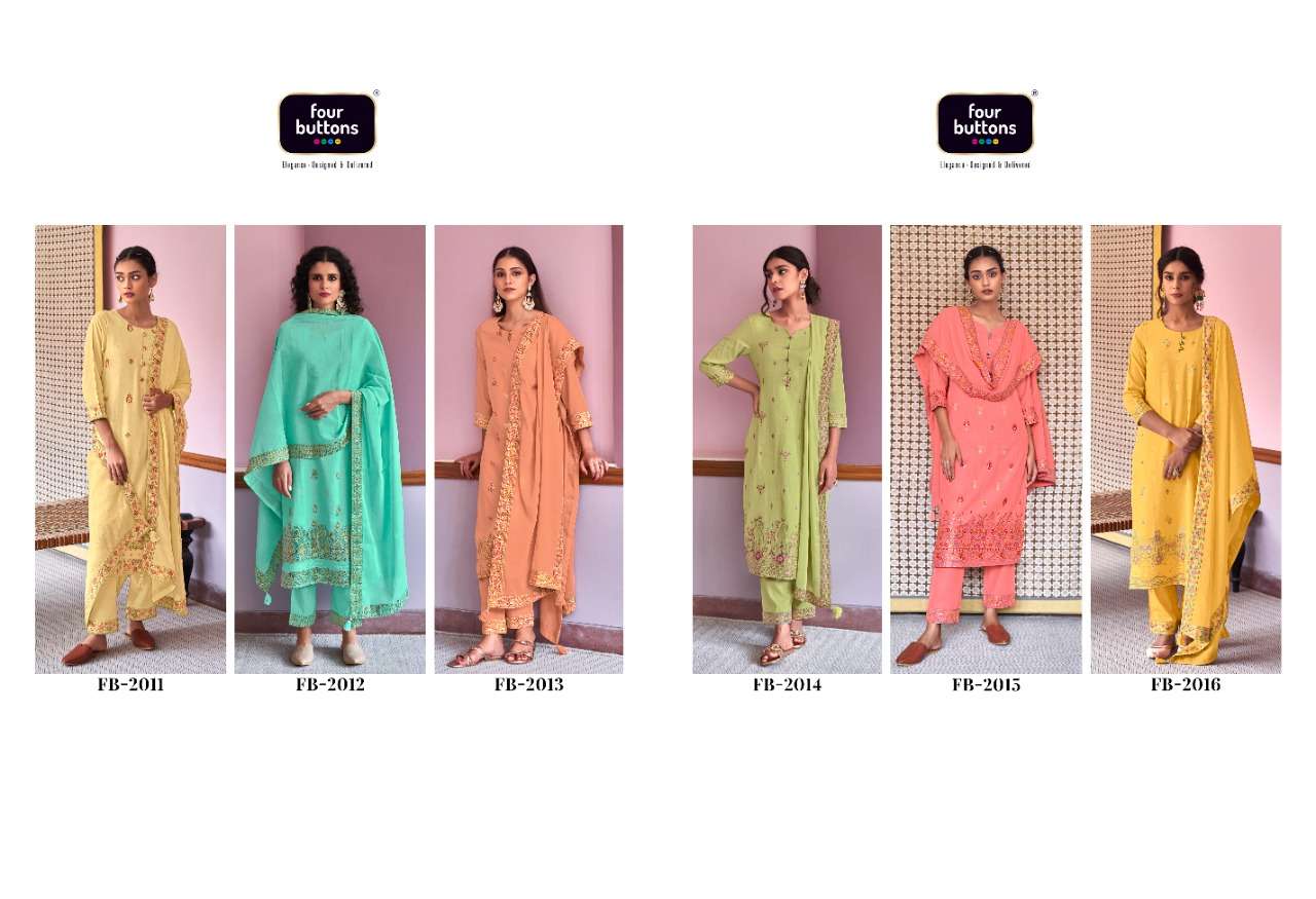 Resham By Four Buttons Designer Wholesale Online Kurtis Pant Dupatta Set